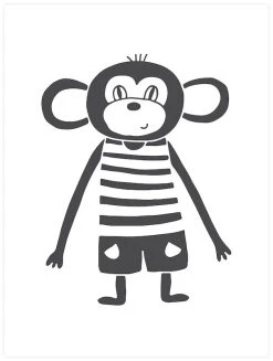 Artlink Mustavalkoinen Apina Juliste 30x40 Cm