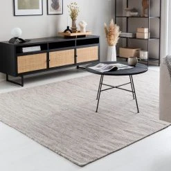 Bloomingville Koristevaasi Valkoinen -Aarikka Shop askel villamatto pellava 200x300cm 7