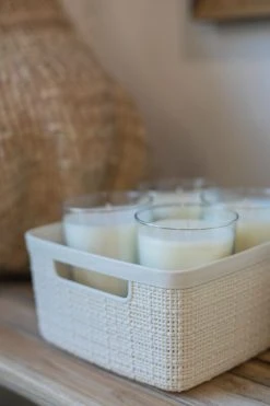 Edessä -Aarikka Shop jute kori S valkoinen2