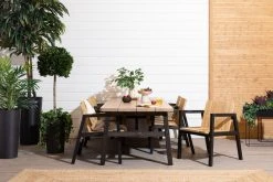 Silkkikasvit Tammi Oksa Tekokasvi -Aarikka Shop kalho 6 hengen ruokailuryhma tuoleilla 20antiikki musta web 1