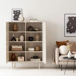 Bloomingville Atija Vaasi Ruskea -Aarikka Shop koto kaappi 4 ovella greige web 9 2