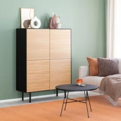 Bloomingville Kivimaljakko Monivärinen -Aarikka Shop koto kaappi 4 ovella musta tammi web 15