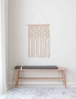 Mattokymppi Makrame-seinävaate 55x80 Cm Luonnonvalkoinen