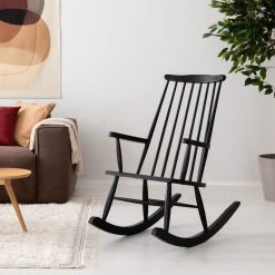 Svanefors Oval Seinäryijy 100x127 Cm Beige -Aarikka Shop retro keinutuoli musta web 9