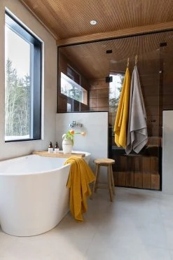 Veke Saana Kylpypyyhe 90x160 Cm Maitokahvi -Aarikka Shop saana pyyhe keltainen ja maitokahvi