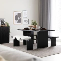 Affari Unique Vaasi -Aarikka Shop tyvi 4 hengen ruokailuryhma hiili web 25