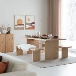 Veke Iso Aurinko Taulu 50x70 Cm Ruskea/beige/okra, Luonnonvärinen Kehys